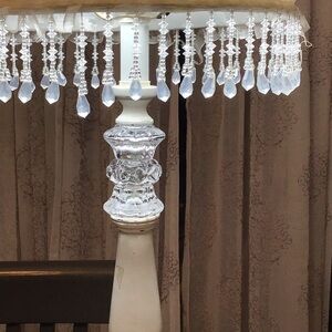 Vintage Shabby Chic Table Lamp with Dangle Beaded Shade